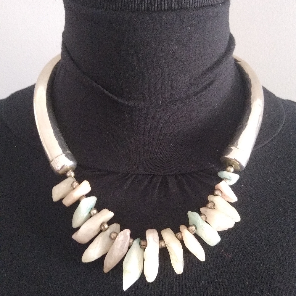 Pastel color silver and stone necklace